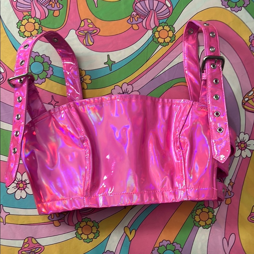 holographic buckle top